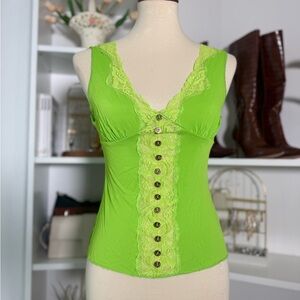 D&G Bright Green Lace Accent Top